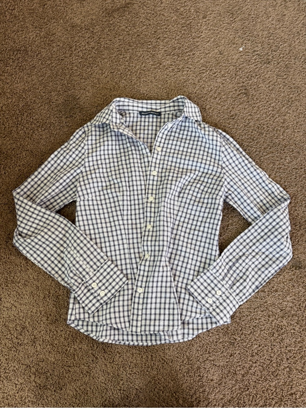 Brandy Melville Blue and White Check Button-Down Shirt